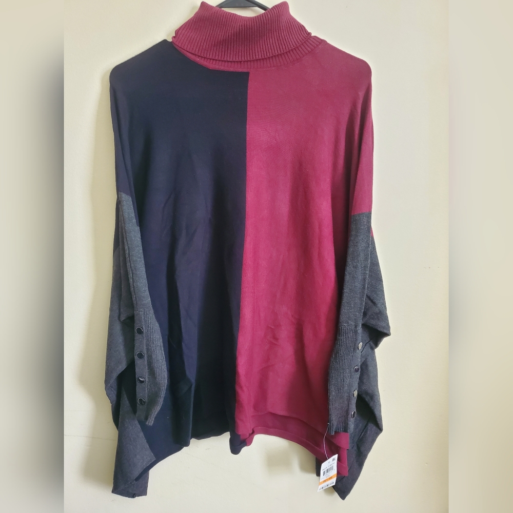 Colorblock Sweater in Burgundy and Black